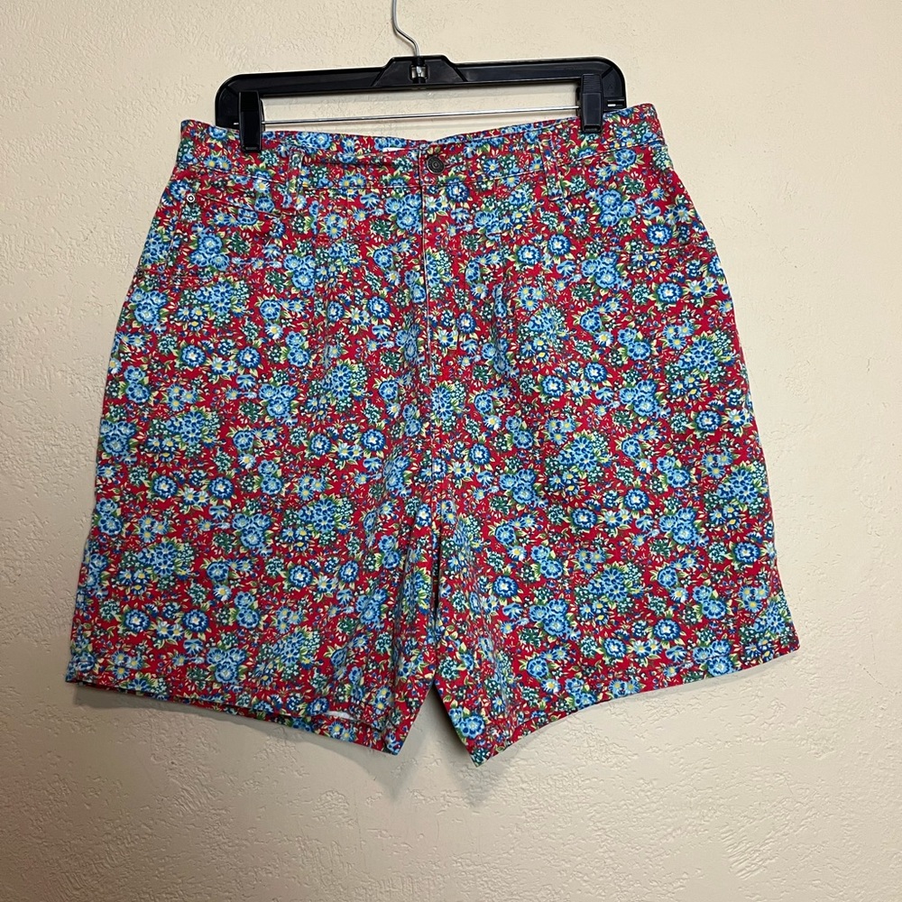 Vintage Cherokee women moms high rise front‎ pleated floral multicolor shorts 14 - Picture 13 of 16